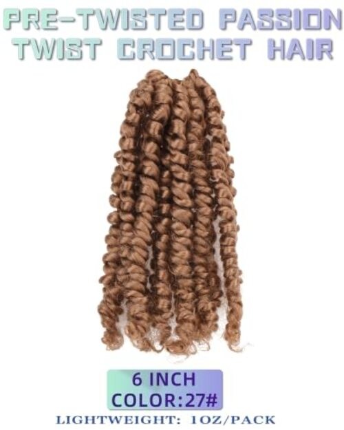 6 Inches 8 Packs Super Short Passion Twist Crochet Hair 6 Inch (Pack of 8) 27#