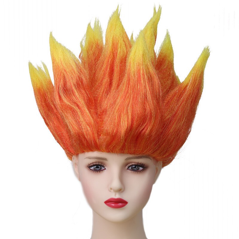 Flame Troll Wig – Colorful 80s Wigs – Neon Spiked Crazy Halloween Costume Wig