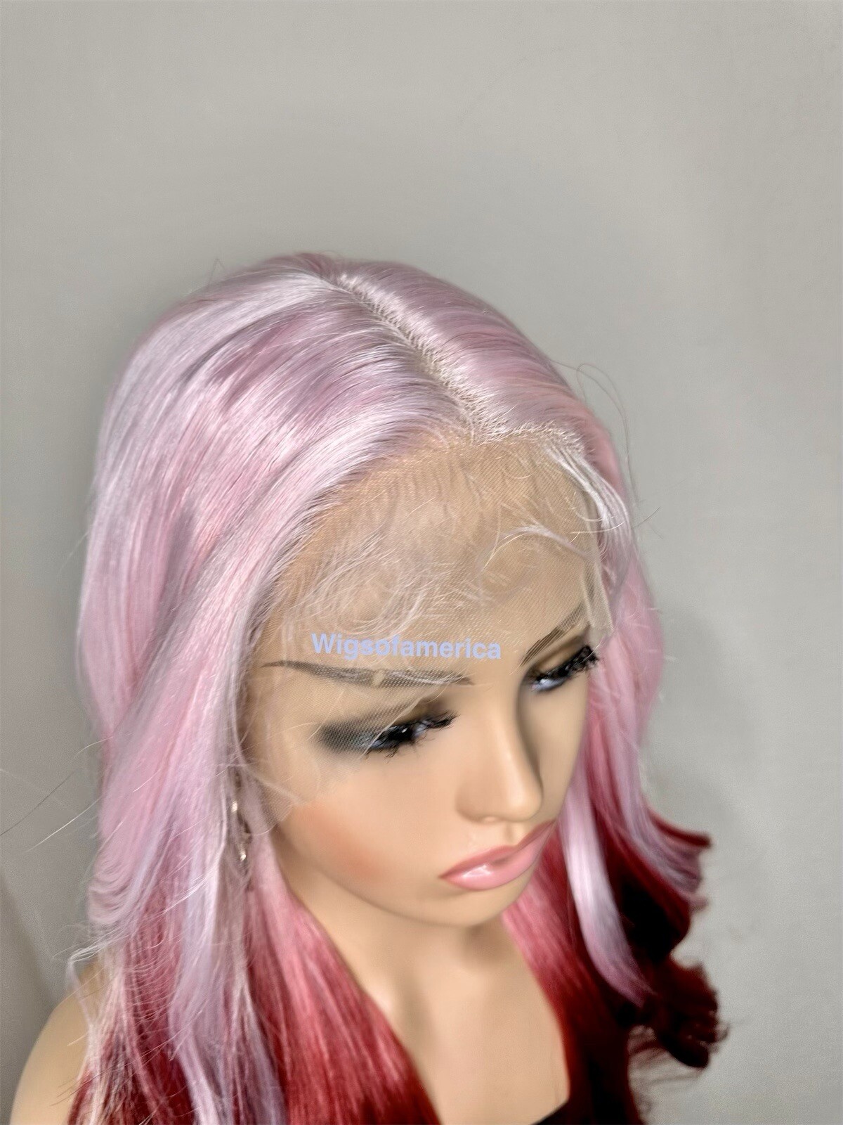 Rainbow Pastel Wig Lace Front Middle Part 28 Inch Long Wavy Layered