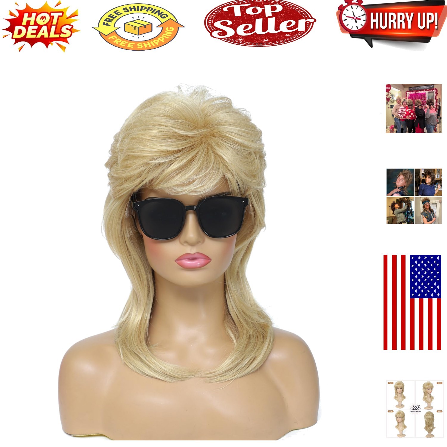 80s Light Blonde Mullet Wig for Women – Authentic Costume Accessory