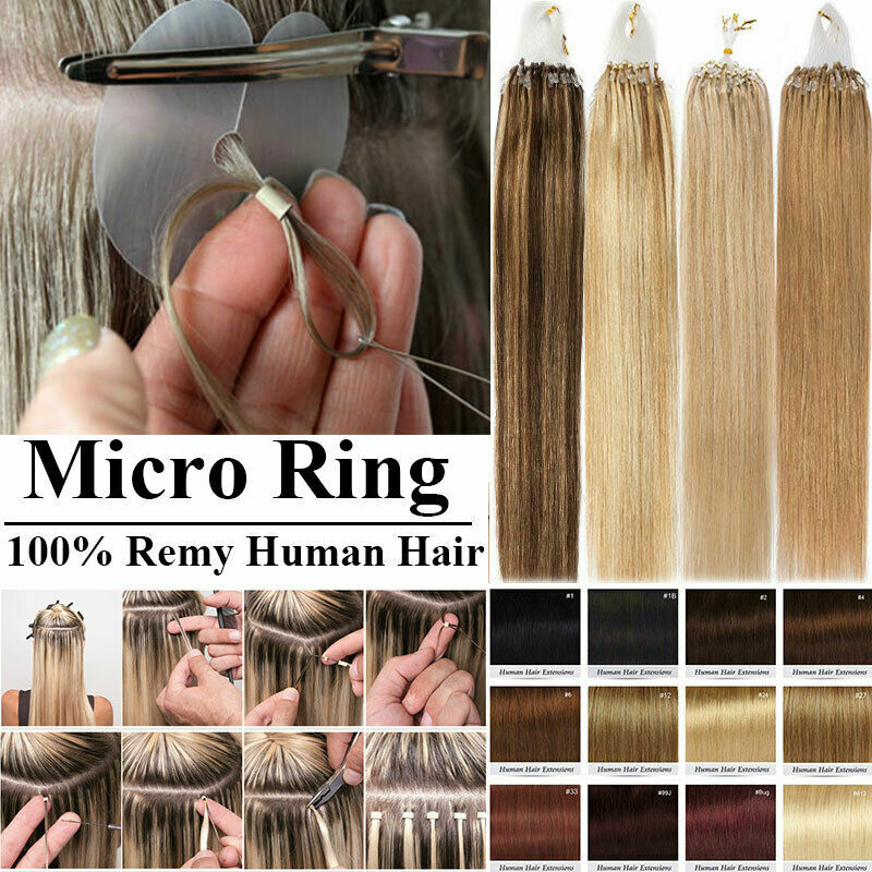 Loop Micro Ring Beads Link Human Hair Extensions Real Brazilian Hair Balayage US