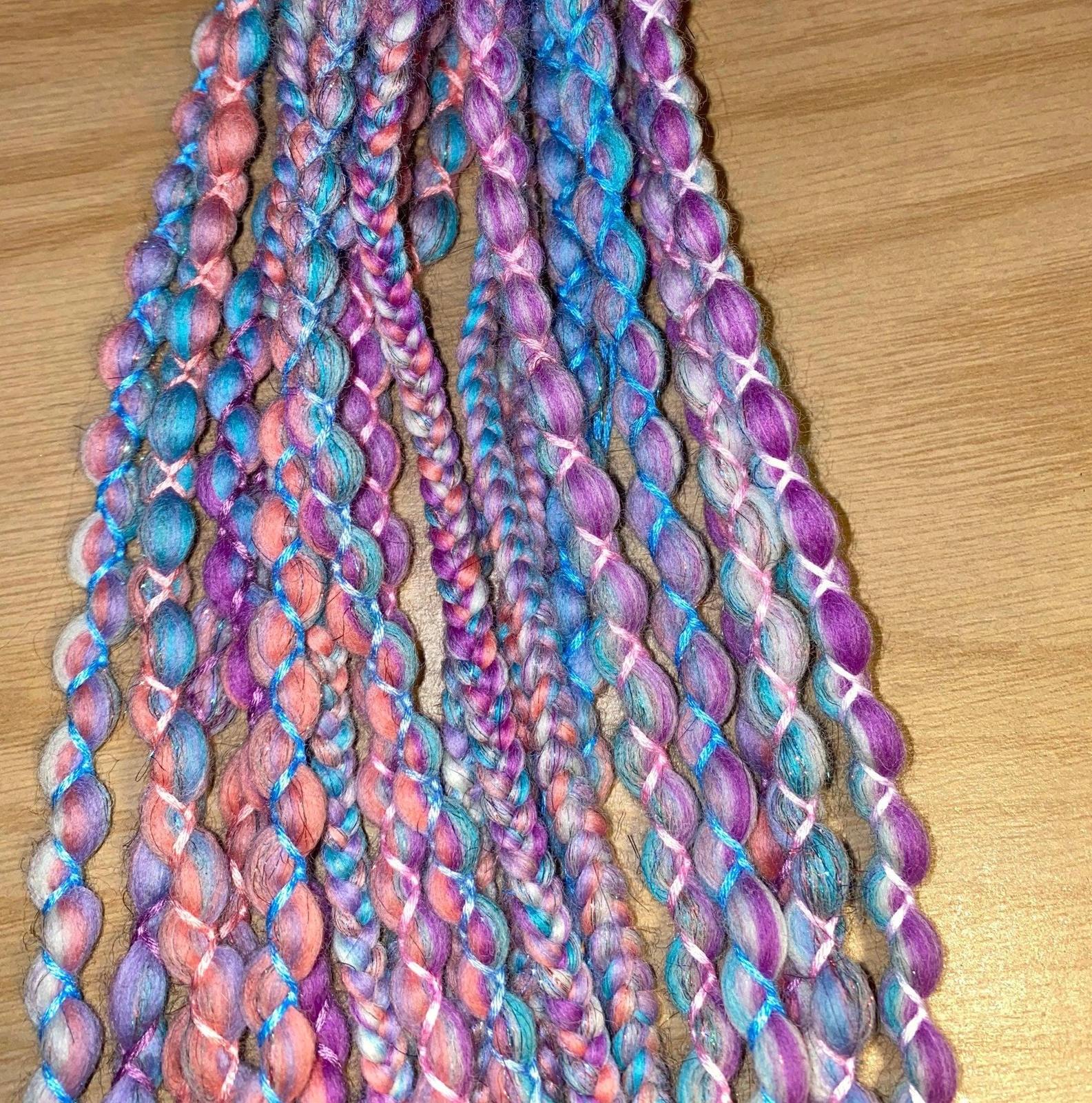 Unicorn wool dreads, braids, multi color