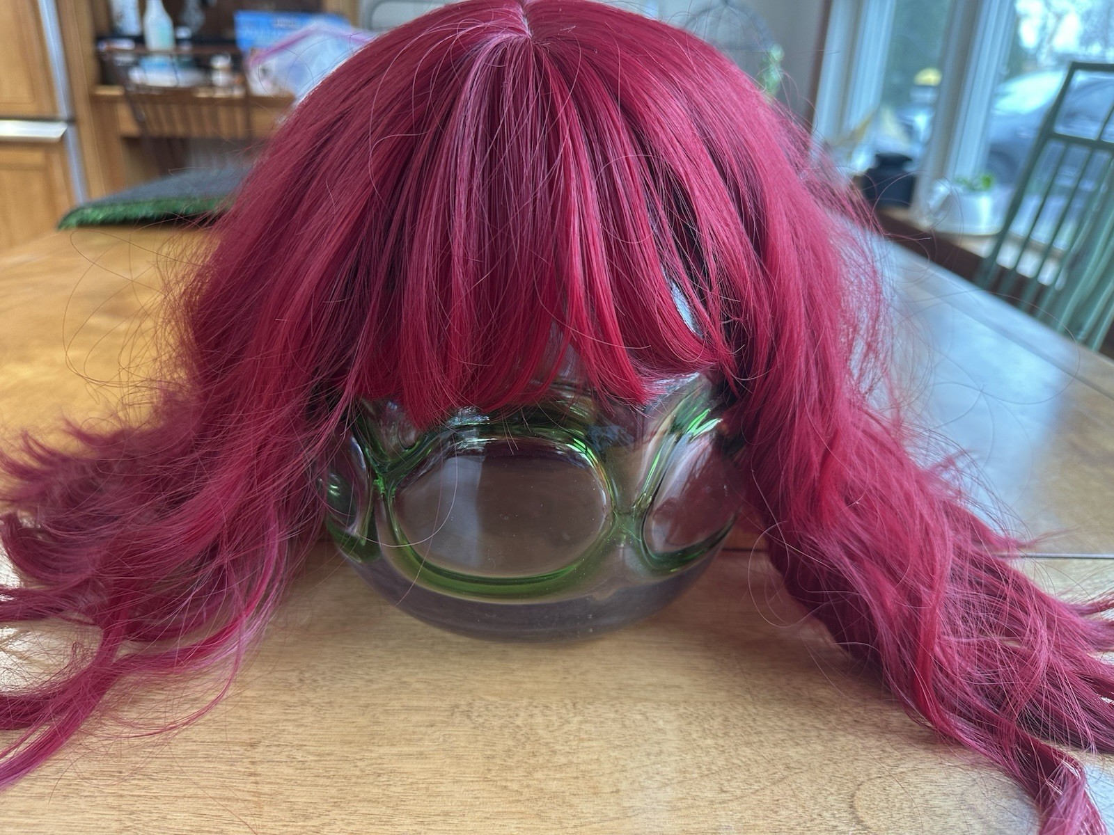 Magenta Pink Wefted Wig Bangs Wavy Hair Bob Cut Cosplay or Just for Fun!