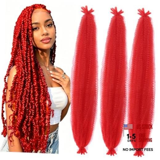Afro Twist Hair 3 Packs 24 Inch Springy Afro Twist Hair 24 Inch(Pack of 3) Red