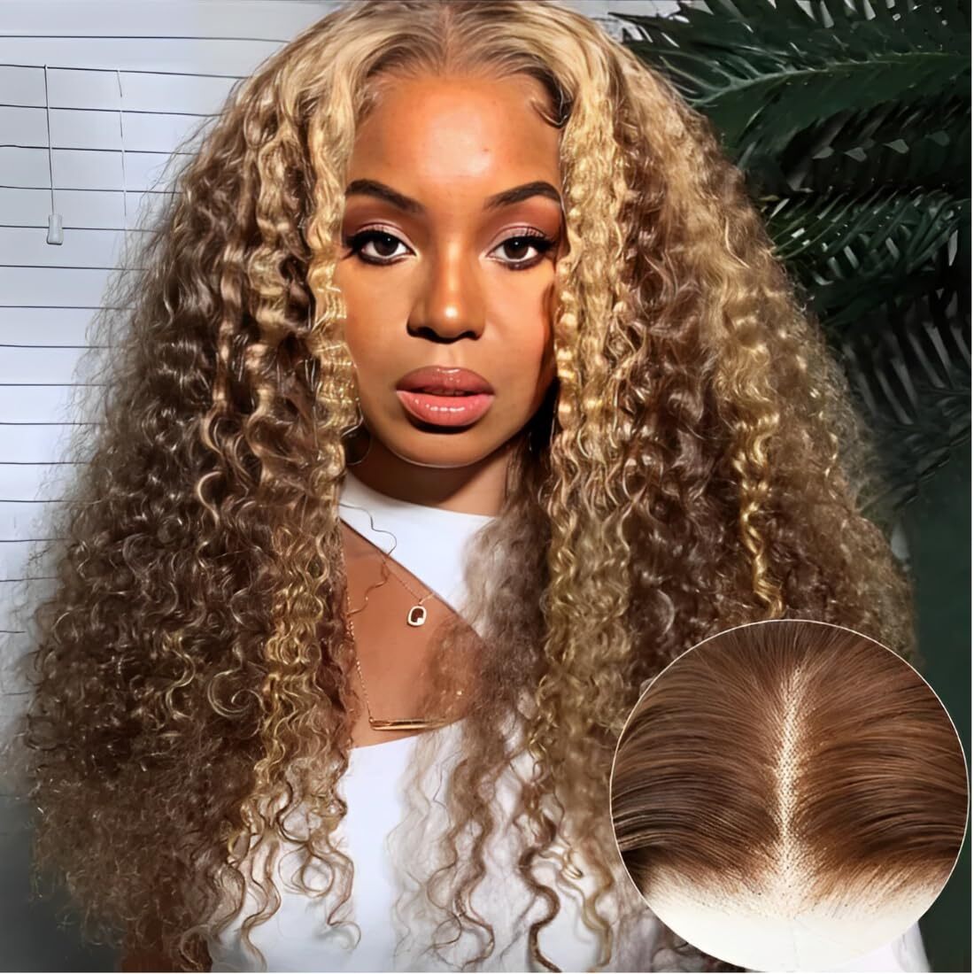 Cambodian Wear Go Highlight Blonde Curly Glueless Pre Cut HD Lace Wig Human Hair
