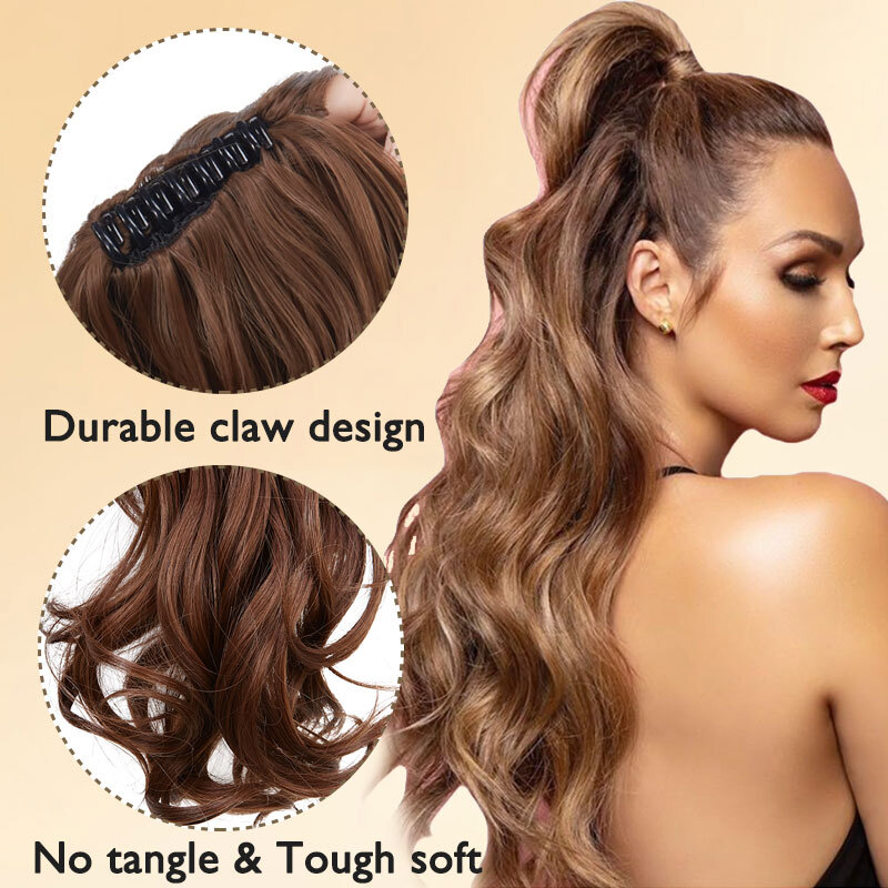 Real Thick Clip In Pony Tail Hair Extensions Claw Clip On Ponytail As Human US