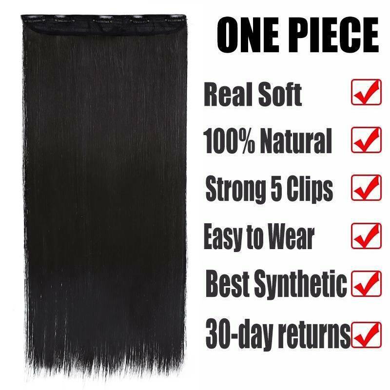 Thick Synthetic Full Head Clip In Hair Extensions Long Straight Hair Extentions