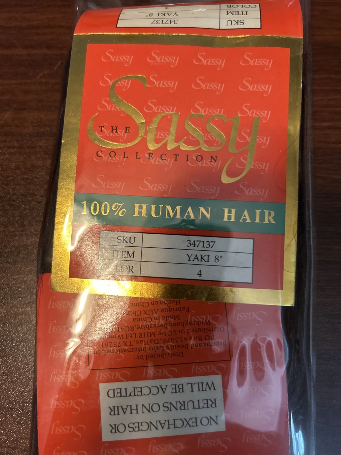 Sassy Collection 100% Human Hair 8″ Silky Straight Color 4. Yaki 8”