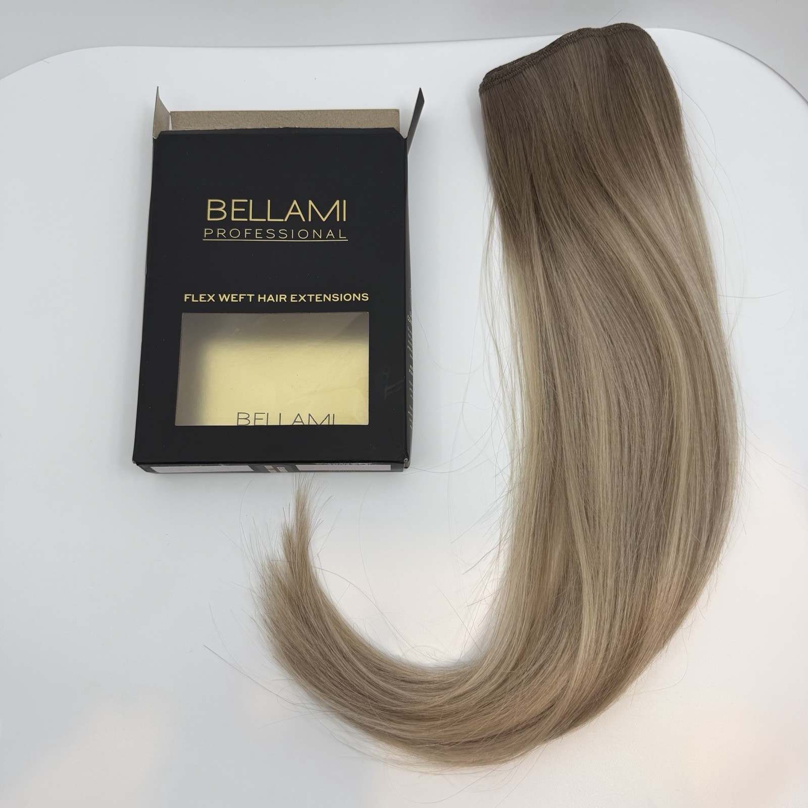 Bellami Flex Weft 16” PEARL BLONDE #8C/88 New Uncut 32” Spine 120g Remy Human