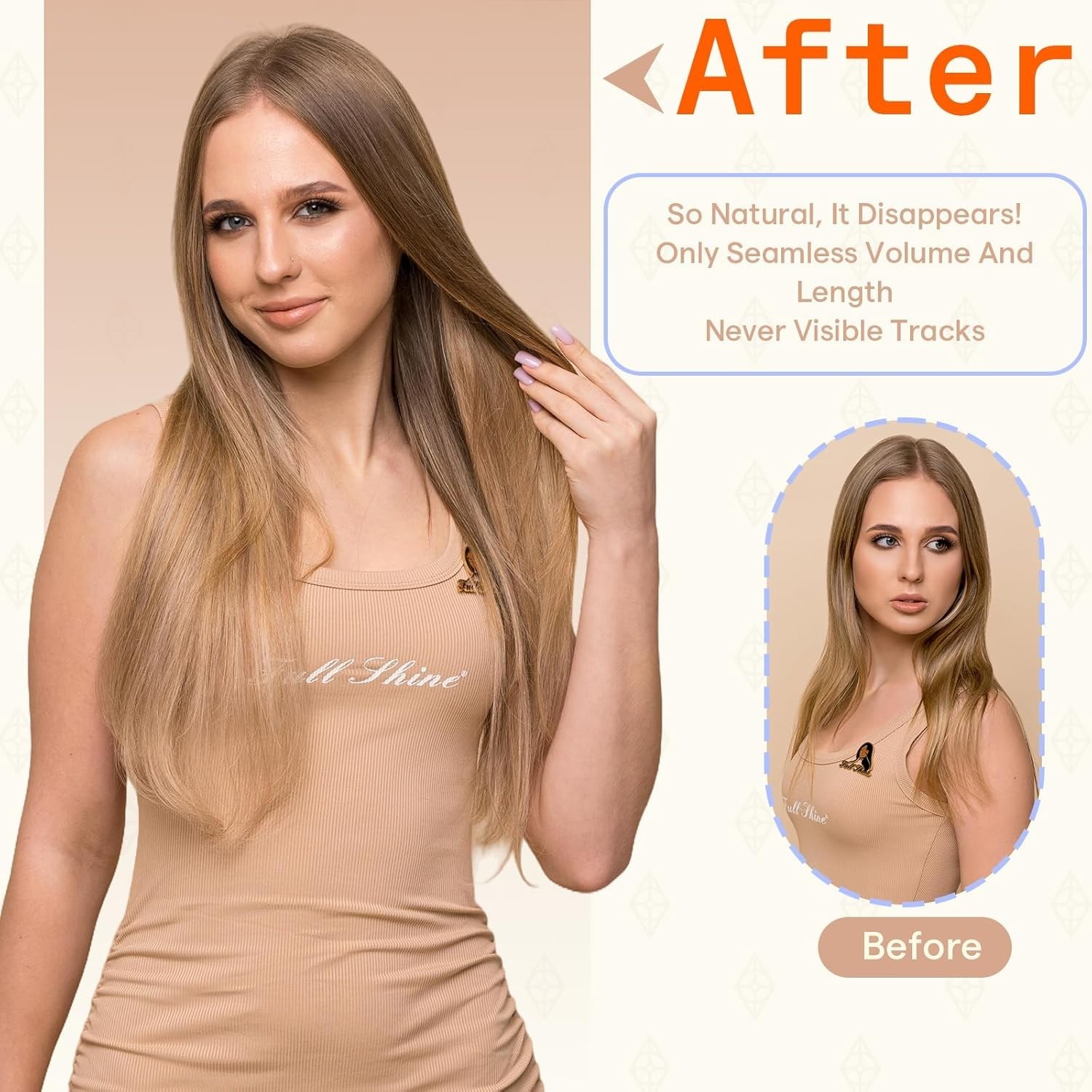 Full Shine Invisible Skin Weft Hair Extensions 18 Inch – 50g for Natural Volume