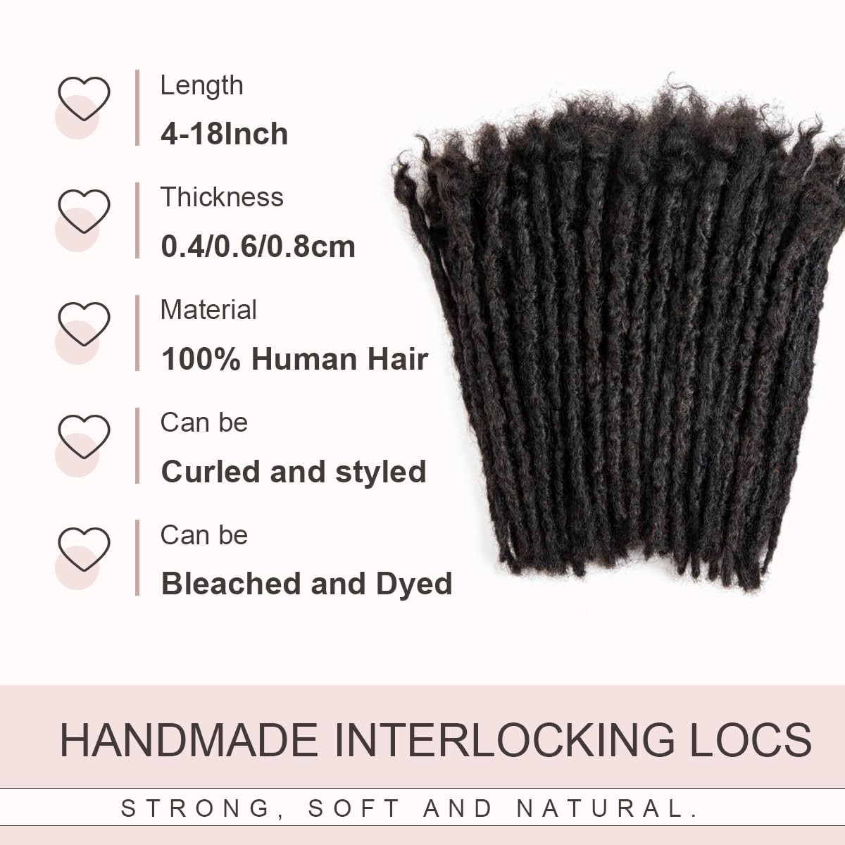 DAIXI Handmade Interlocking Locs 100% Real Human Hair Permanent Loc Extensions T