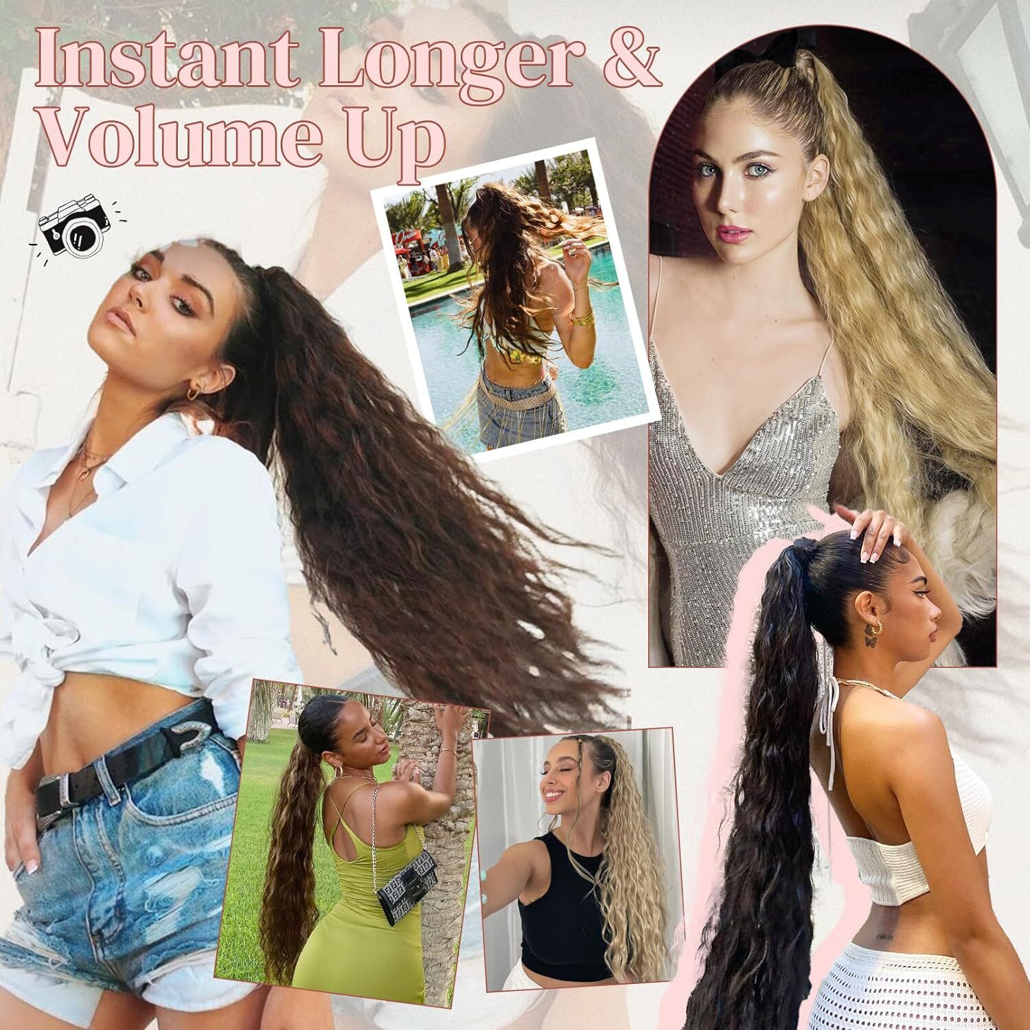 32″ Afro Kinky Curly Ponytail Hair Extensions Drawstring As Human Hair Pony tail