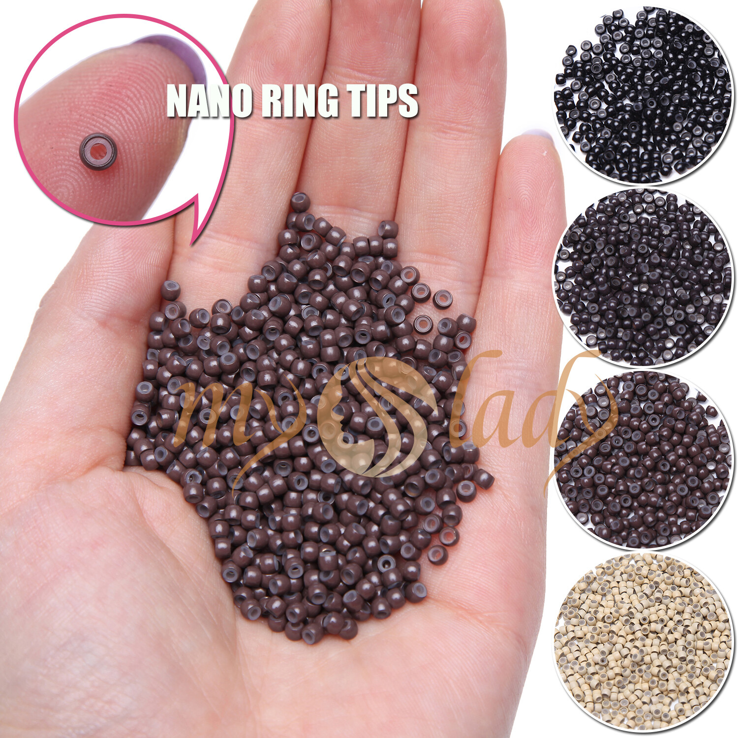 Premium Nano Ring Hair Extensions Nano Beads Tips Silicone Mini Micro Loop Rings