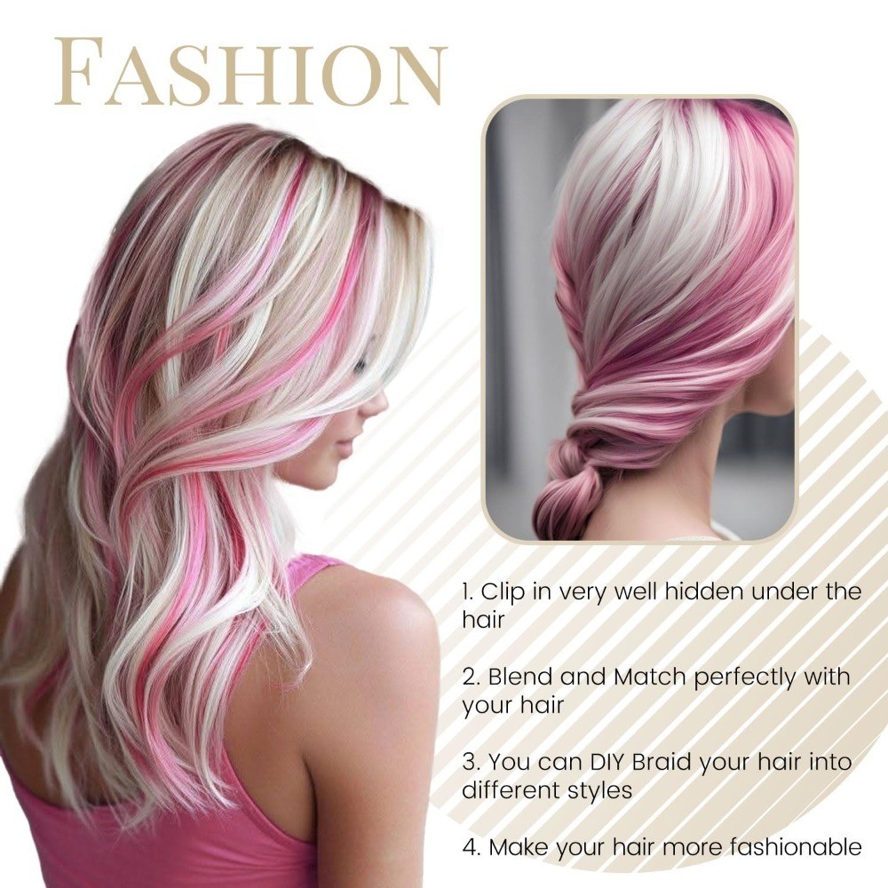Light Purple Clip in Hair Extensions 10 Pcs 22 Inch Straight Synthetic