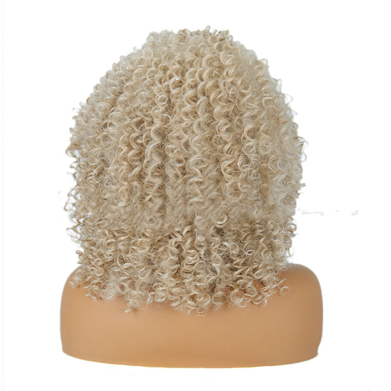 Kinky Curly Platinum Blond Wigs Short Synthetic Wigs for Women Party Daily Use