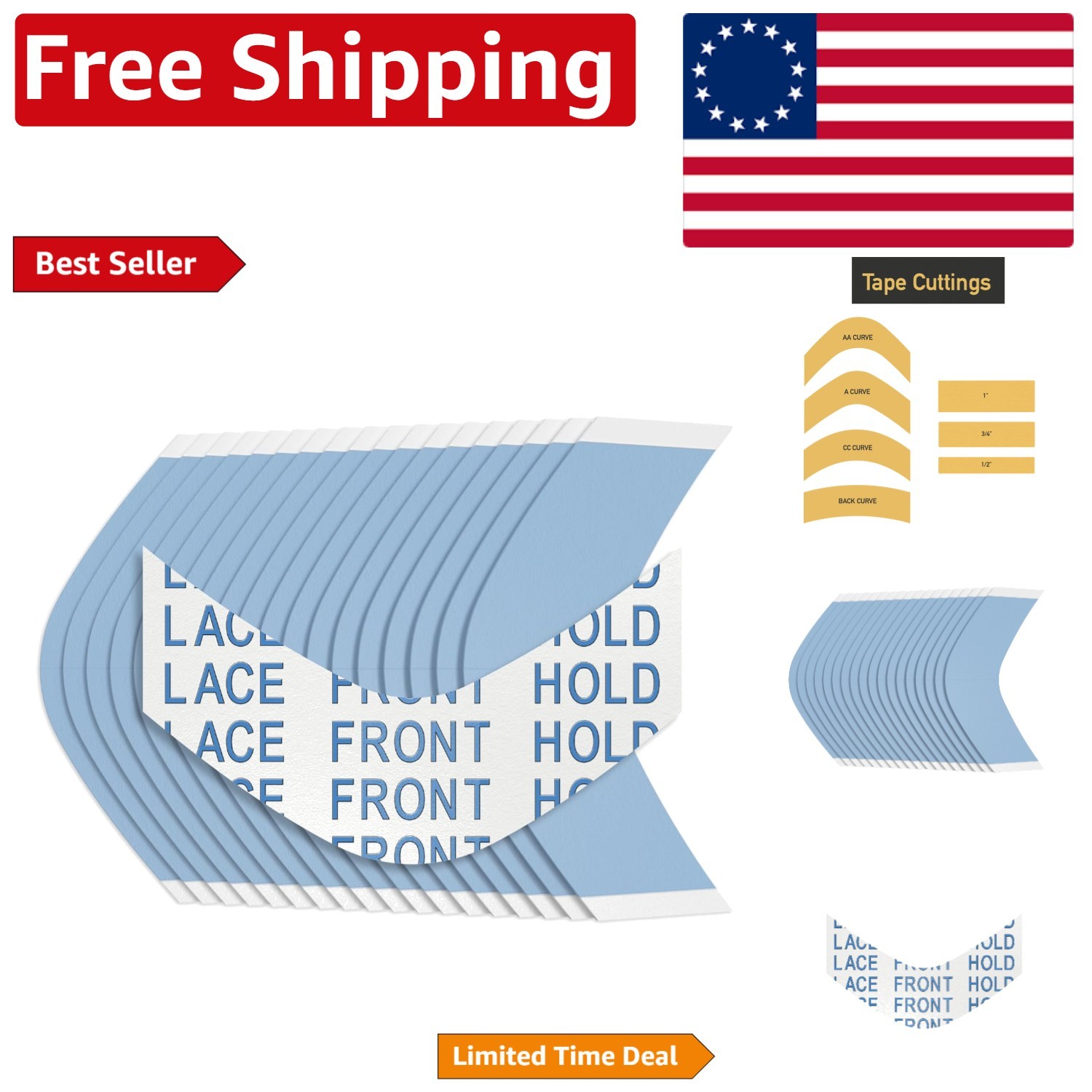 72-Pack Waterproof Lace Front Hold Tape – Long-Lasting, Hypoallergenic Strips