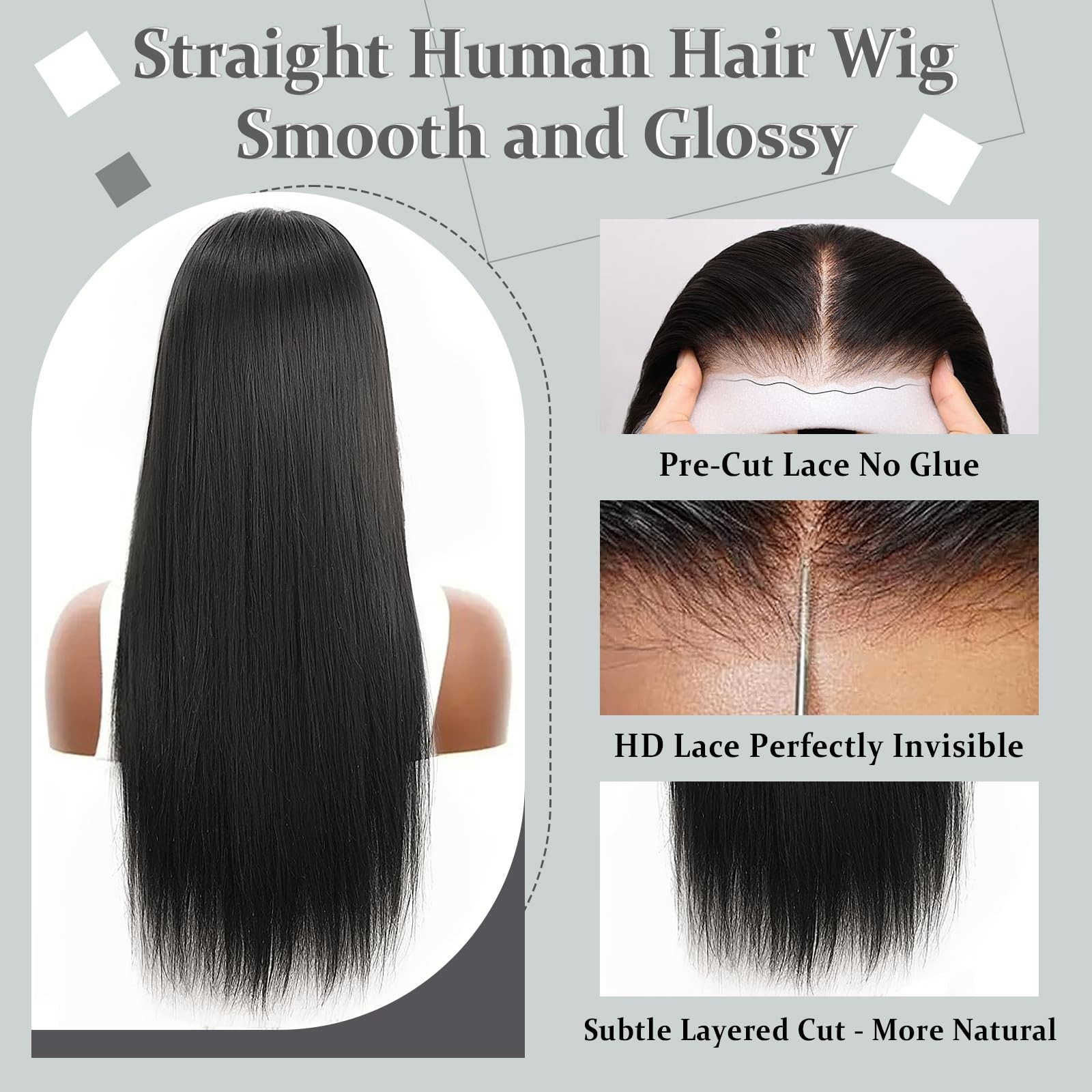 Pisry Wear And Go Glueless Wigs Human Hair Pre Plucked Pre Cut 6X4 Hd Lace