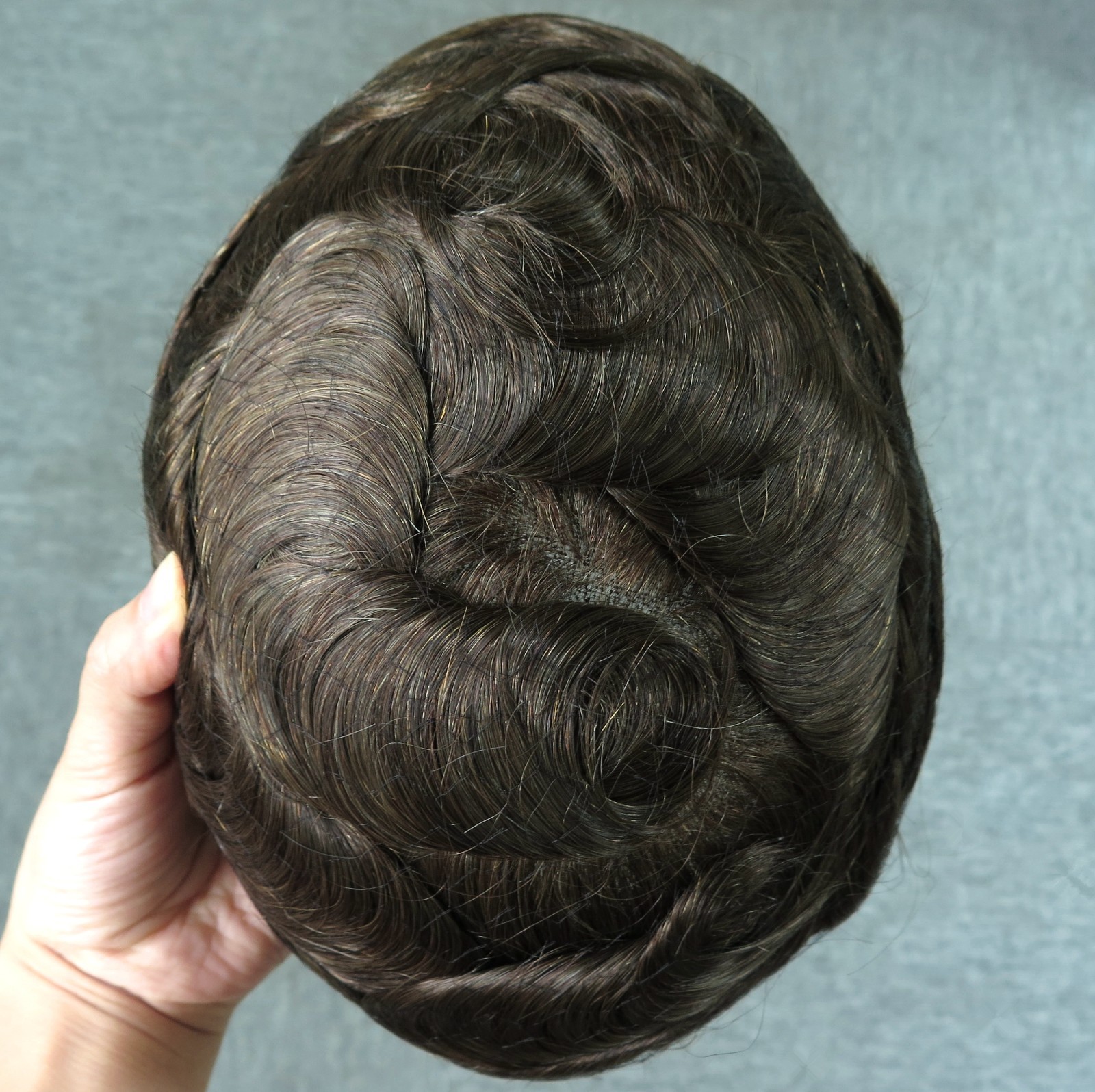 Toupee for Men Human Hair System French Lace Front Fine Mono Gent Hairpieces #6
