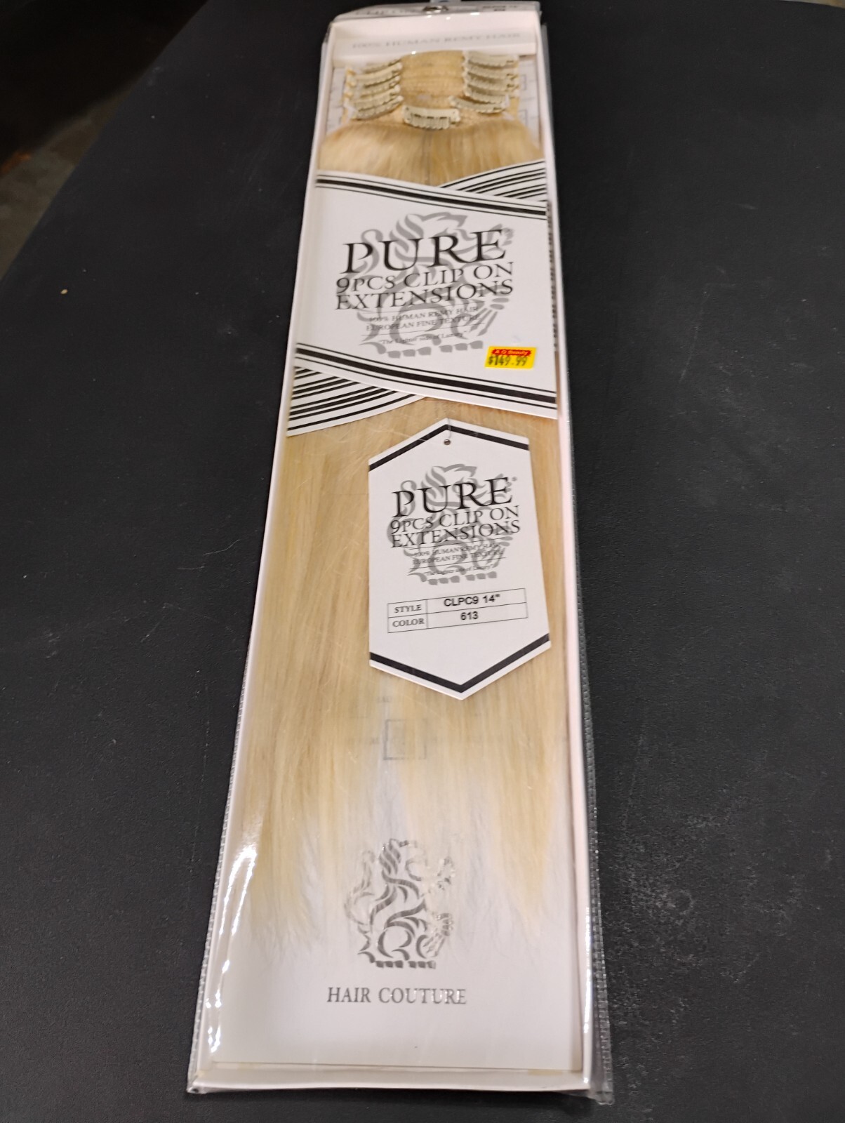 Pure Clip On Extensions – European 100% Human Remy Hair – 14″ -Color 613 (9 PCS)