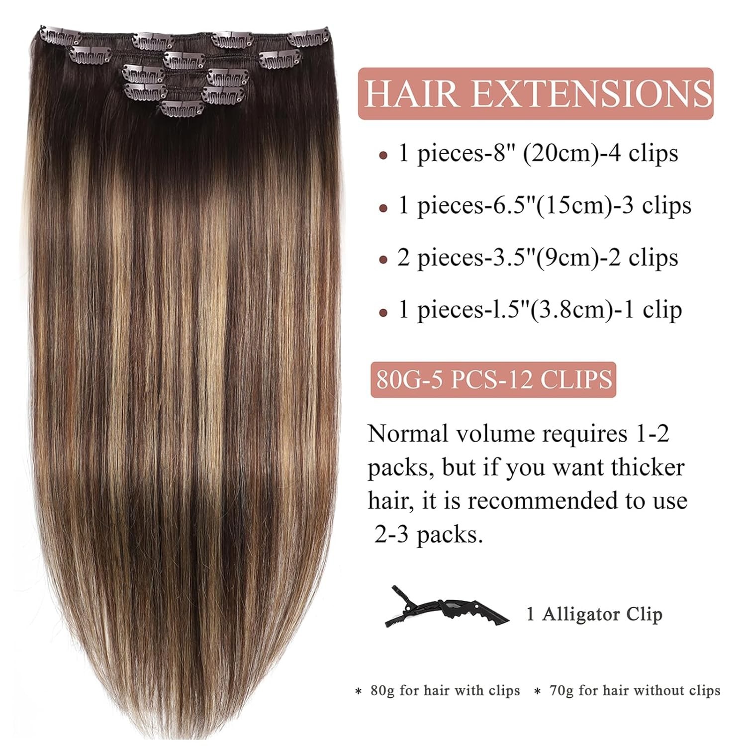 Luxurious 18 Inch Remy Clip-In Hair Extensions – Balayage Chocolate to Caramel