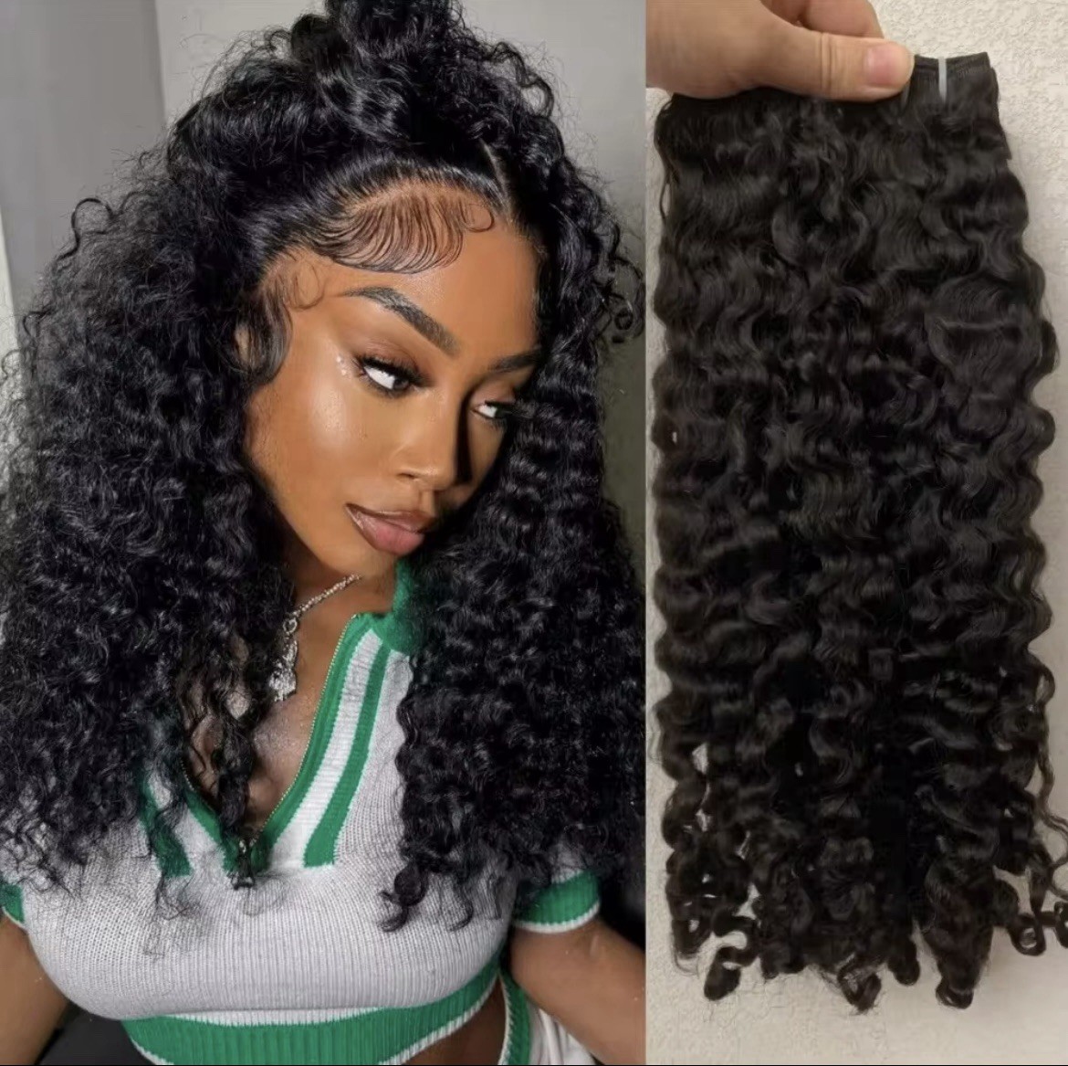 12A Virgin Burmese Curly 18” Double Weft Hair Bundle, 100 Grams, Natural Black