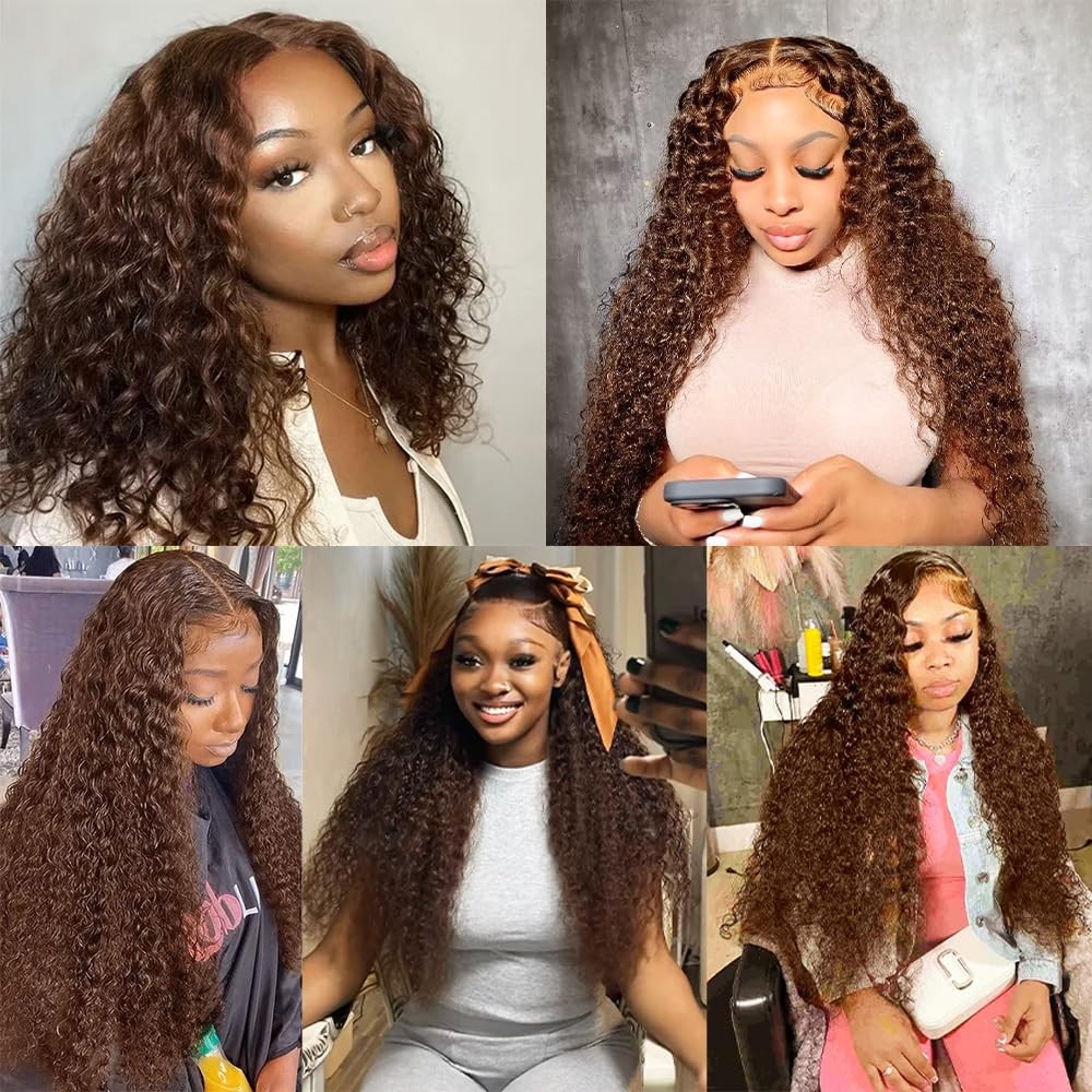 Mamart 30 32 34 Inch Chocolate Brown Bundles Water Wave Human Hair Dark Brown