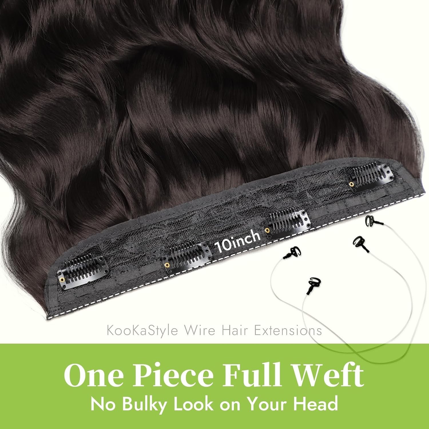 Invisible Wire Hair Extensions Rich Dark Brown 12 Inch