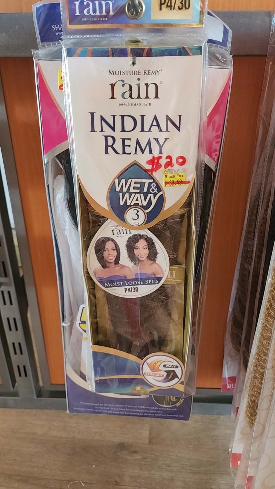 Rain Indian Remy Human Hair Weft Extension Wet & Wavy P4/30 3pcs