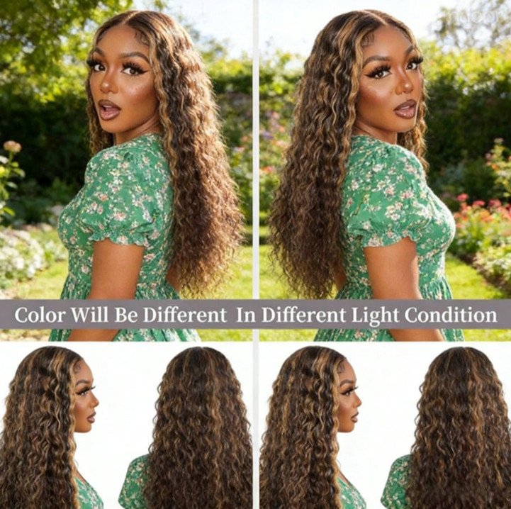 13×4 Water Wave Ombre 1B/30 200% Density Transparent Lace Wigs Human Hair