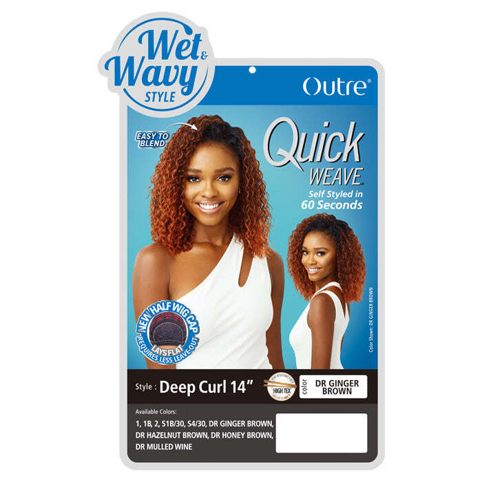 Outre Synthetic Quick Weave Wet & Wavy Style Half Wig – DEEP CURL 14″