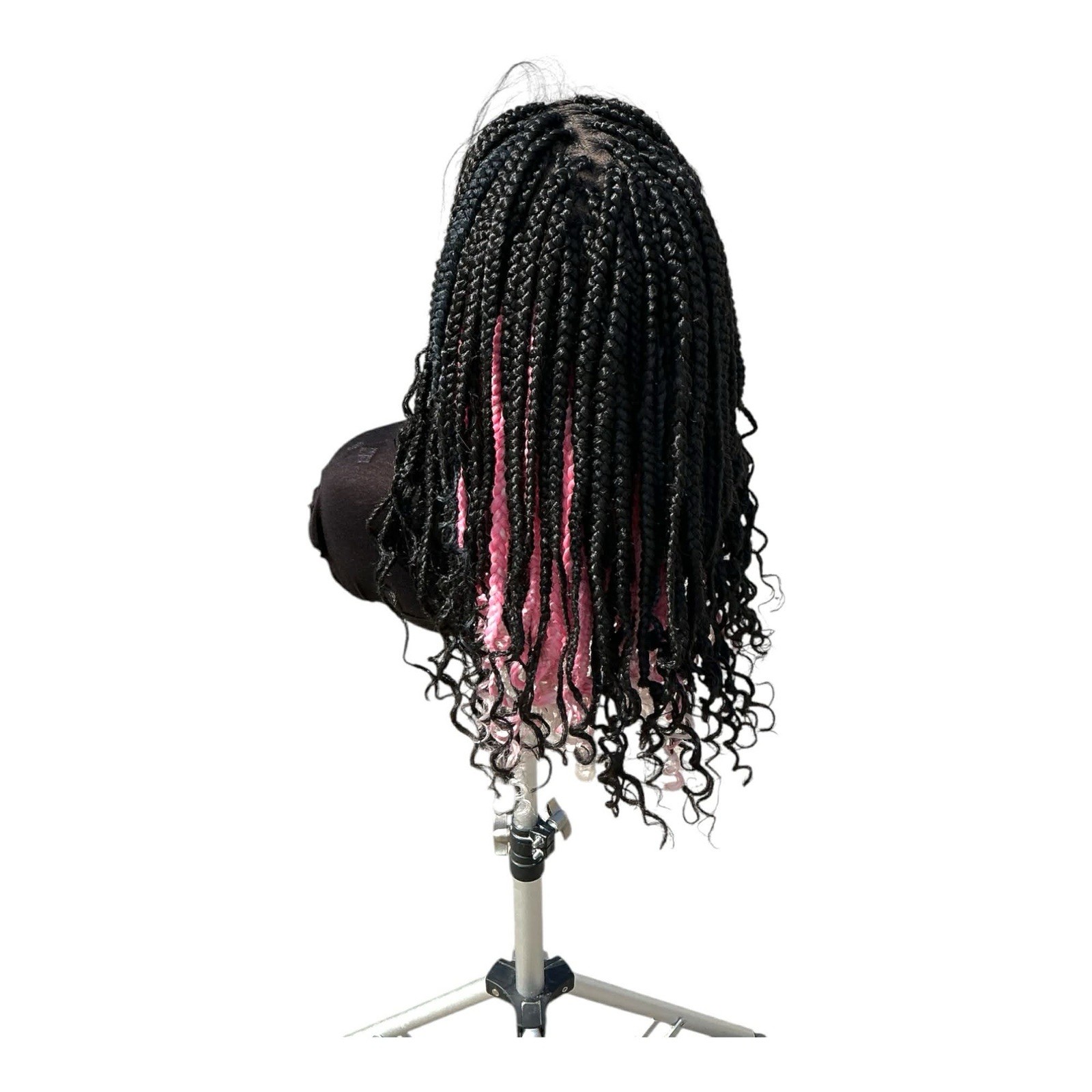 Women’s Synthetic Braided Lace Front Box Braid Wig Curly Ends Black/Pink 21-30in