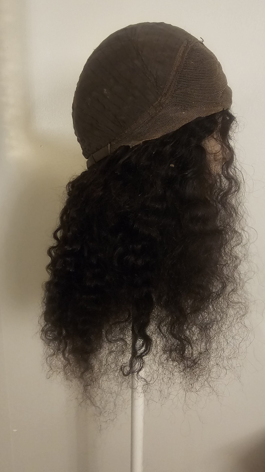 High Quality regular Top Black 20″ curly 100% Virgin Human Hair Lace Wig