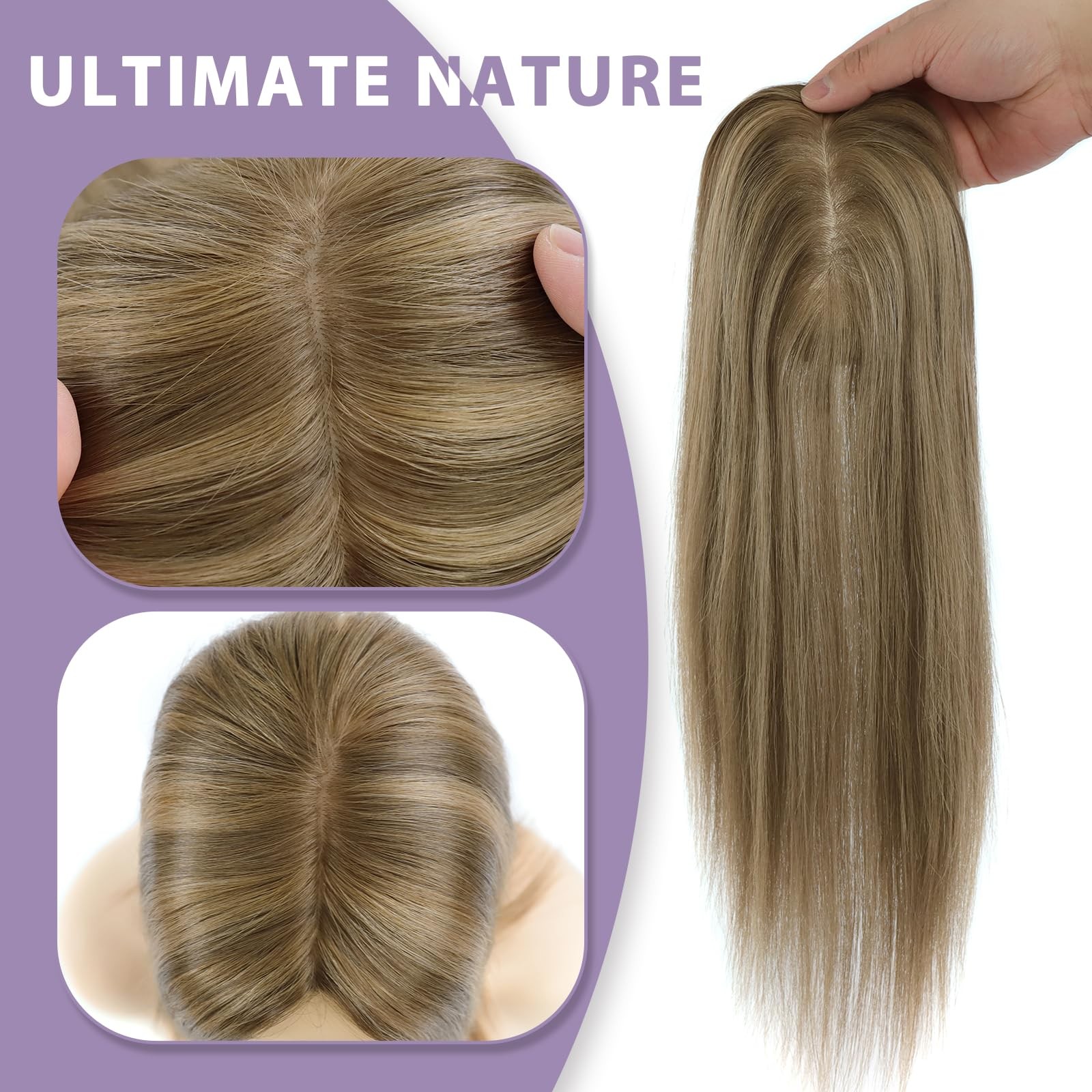 Topunique Toppers Hair Pieces For Women Tac 3X5 Inch Injected Silk Base 14 Inch
