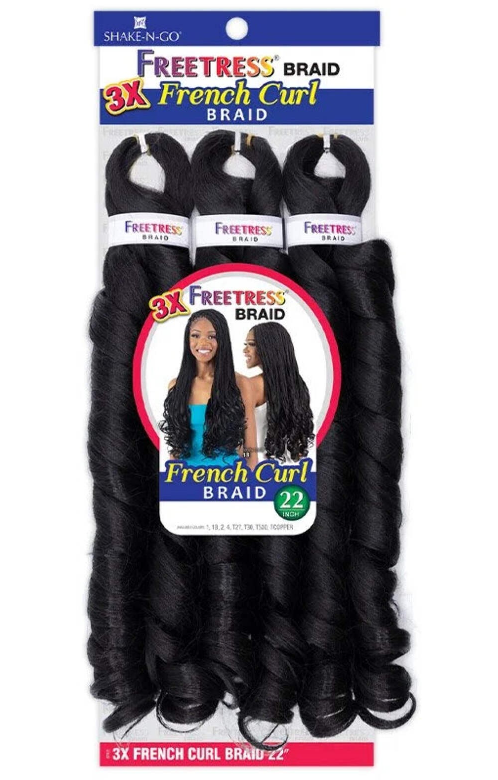 SHAKE-N-GO – FREETRESS 3X FRENCH CURL BRAID 22″ (Volume Discount)