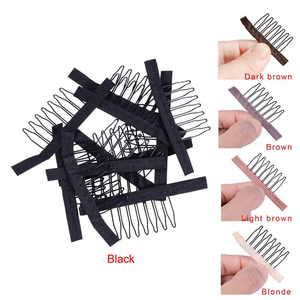 24 Pieces Steel Cloth Wig Combs and Clips Set – 7-Teeth Hair Accessories Tools f