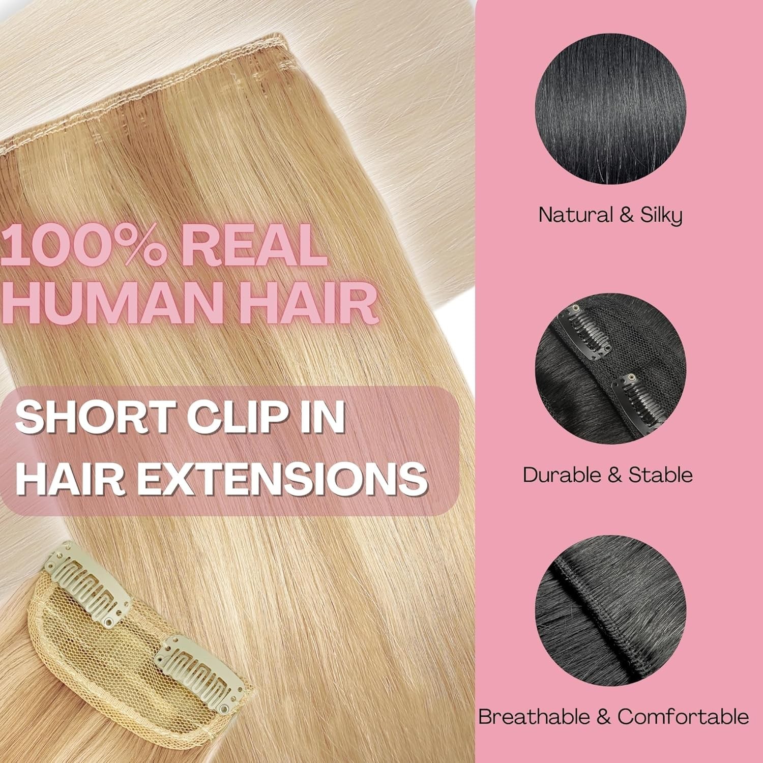 Human Hair Extensions Short Clip In Hair Pieces for Women Volume 6 Inch Dark …