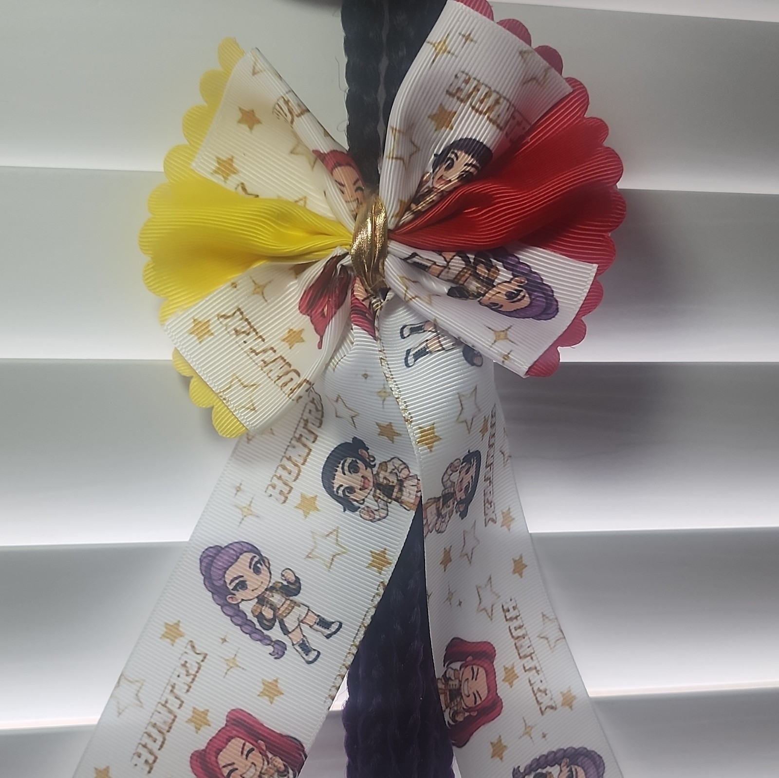 set of 3, Synthetic Wavy Braids Hair Extension with Cartoon Bow Tie Attachment