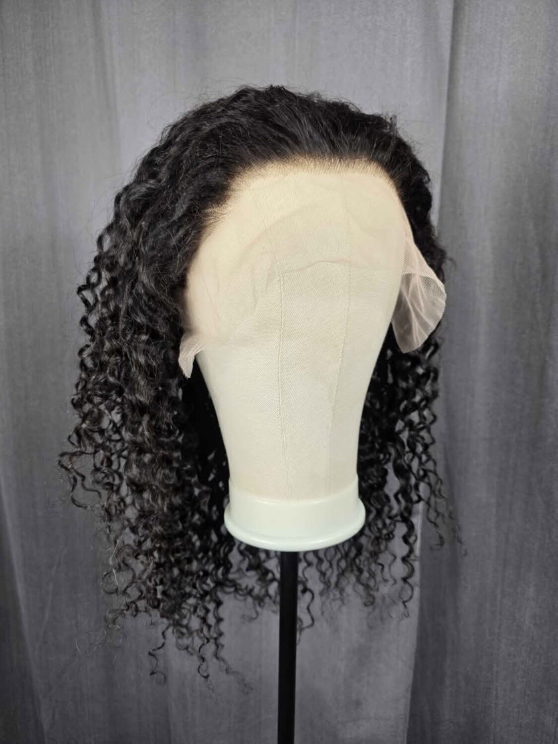 24 inch 13×6 lace front Deep curl preplucked hairline Natural black Human Hair