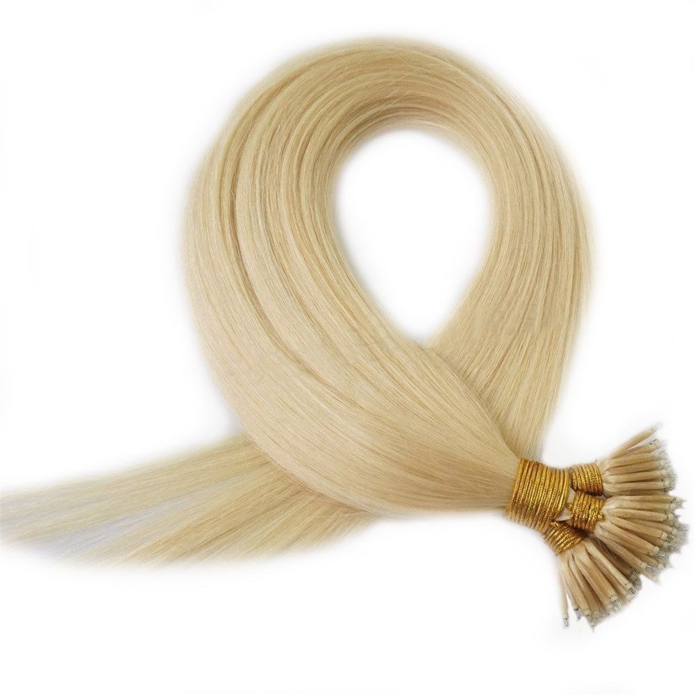 14Inch Keratin Nano Beads Ring Tip Real Remy Human Hair Extensions 0.8g/s