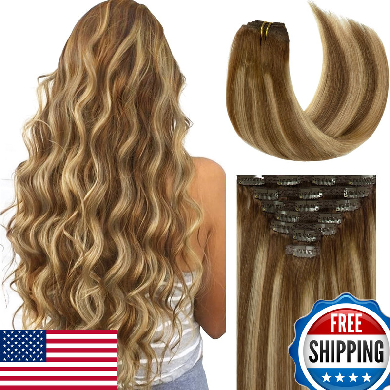 Lacer Hair Extensions Clip In Human Hair Ombre Chocolate Brown To Caramel