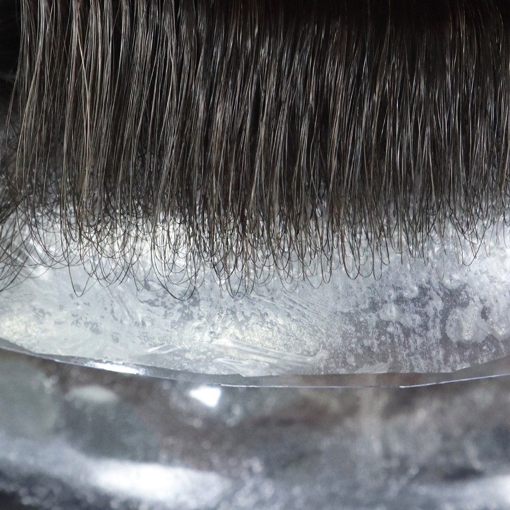 Toupee for Mens Human Hair Replacement System 0.02mm Ultra Thin Skin Hairpieces
