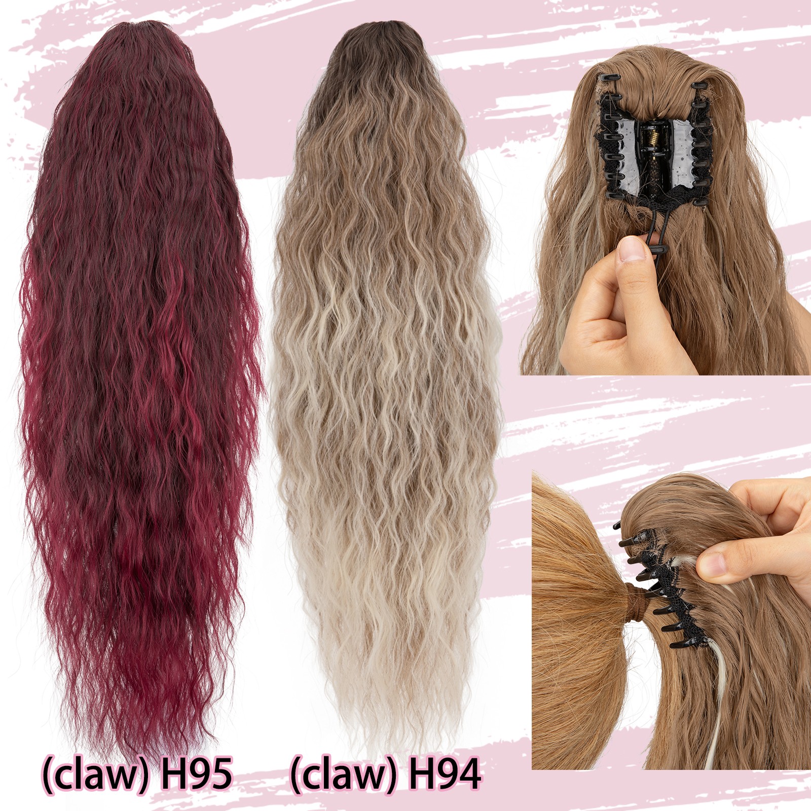Corn Wavy Ponytail Extension Claw Clip 32 Inch Corn Wave Pony Tail Synthetic USA