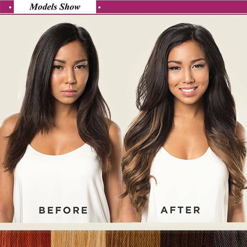 Soft Thick As Human Hair Synthetic 3/4 Full Head Clip In Hair Extension Black