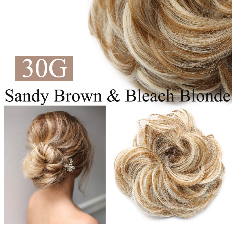Large Curly Messy Bun Hair Piece Scrunchie Updo Natural Hair Extensions as Human