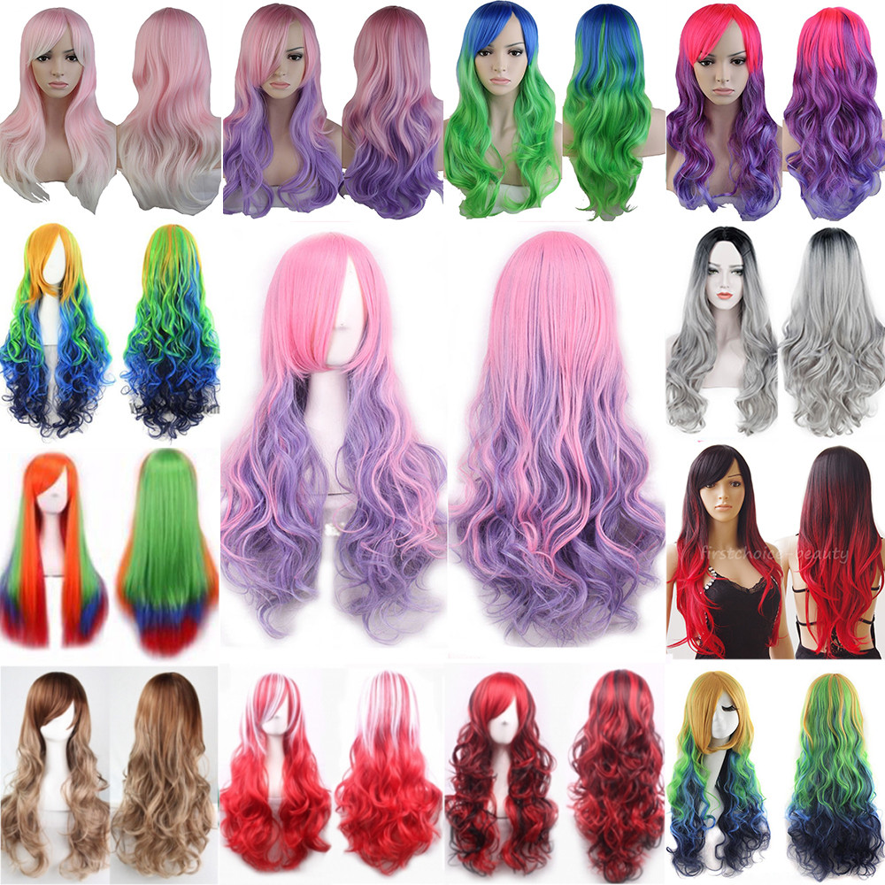 Fashion Cosplay Hair Wig Women Long Straight Curly Party Anime Costume Full Wigs
