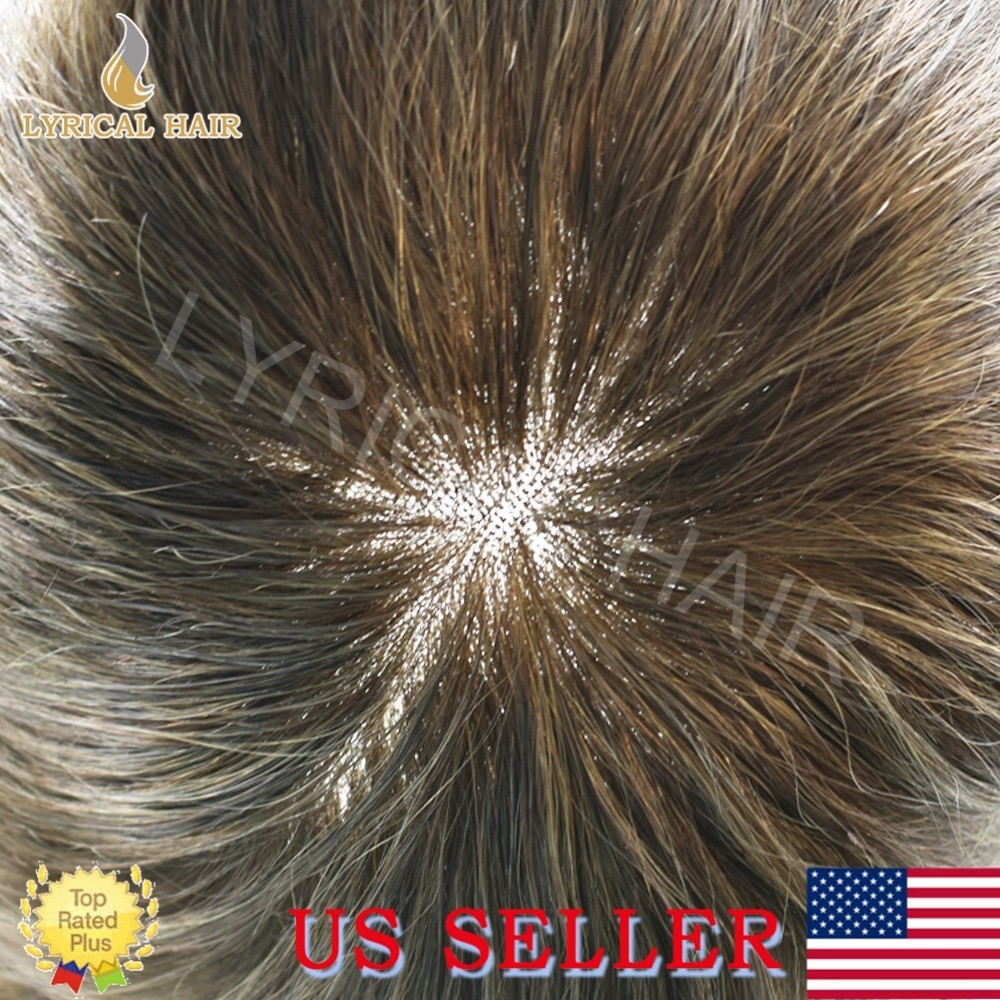 Mens Toupee Human Hair French Lace Front Natural Hairline Durable Hairpiece Wig