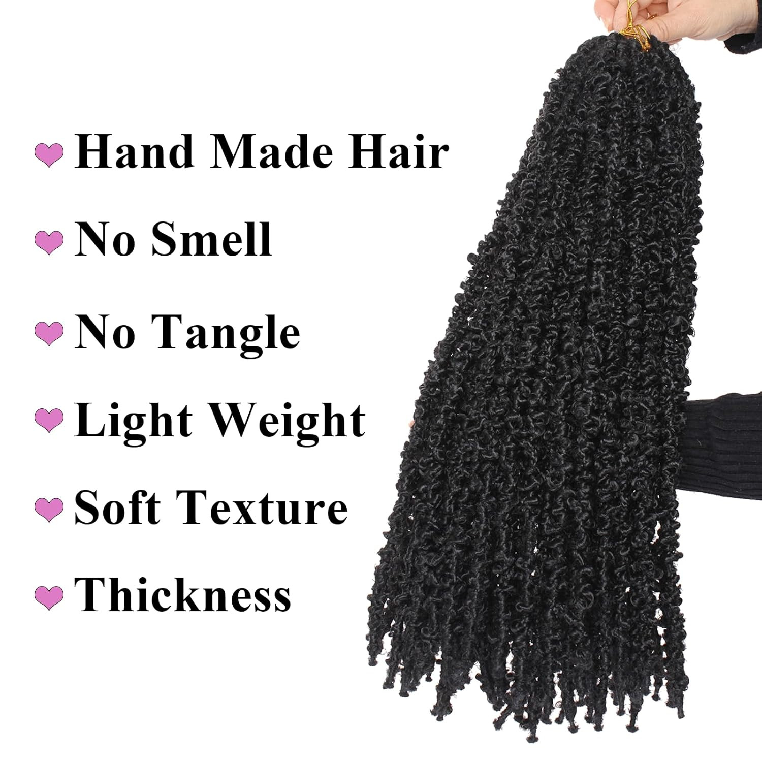 24 Inch Butterfly Locs Crochet Hair 6 Packs Distressed Faux Locs Crcoeht Hair 1B