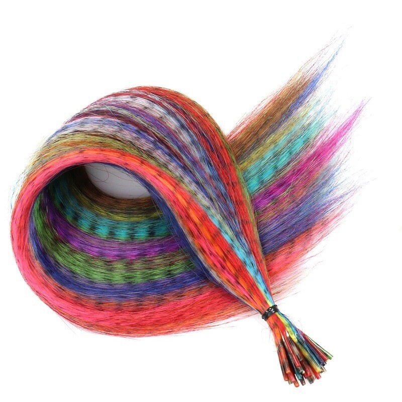 Wig Colorful Feather High-Temperature Fiber Feather Stripe Hair