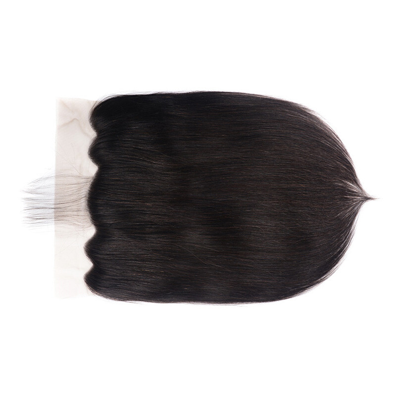13*6 Transparent Lace Frontal Peruvian 100% Human Hair Straight 14-24Inch Black