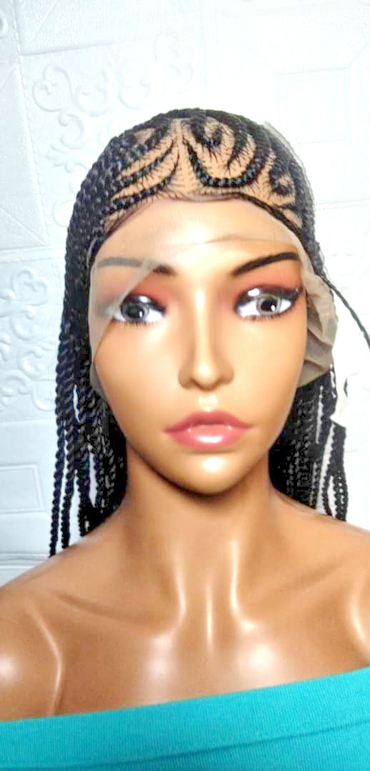 Braided Wig. Cornrow Lemonade Braids with Twist Box Braids. Full Lace Baby Hair